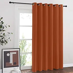 NICETOWN Room Divider Curtain 84 inch Length, Grommet Privacy & Noise Reducing Room Divider Thermal Insulated Window Drape for Sliding Glass Door (1 Panel, Burnt Orange, W80 x L84)