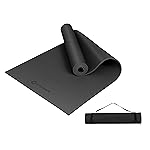 Primasole Yoga Mat with Carry Strap for Yoga Pilates Fitness and Floor Workout at Home and Gym 1/3 thick (Black Color) PSS91NH045A