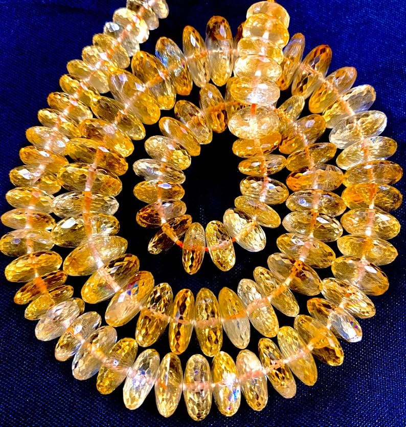 Perles en citrine naturelle plates et facettées pour bijoux haut de gamme