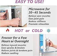 Vista 16 de Almohadilla térmica para microondas con funda lavable de 7 x 16 pulgadas, almohadilla térmica húmeda para el cuello, hombros, calambres, alivio
