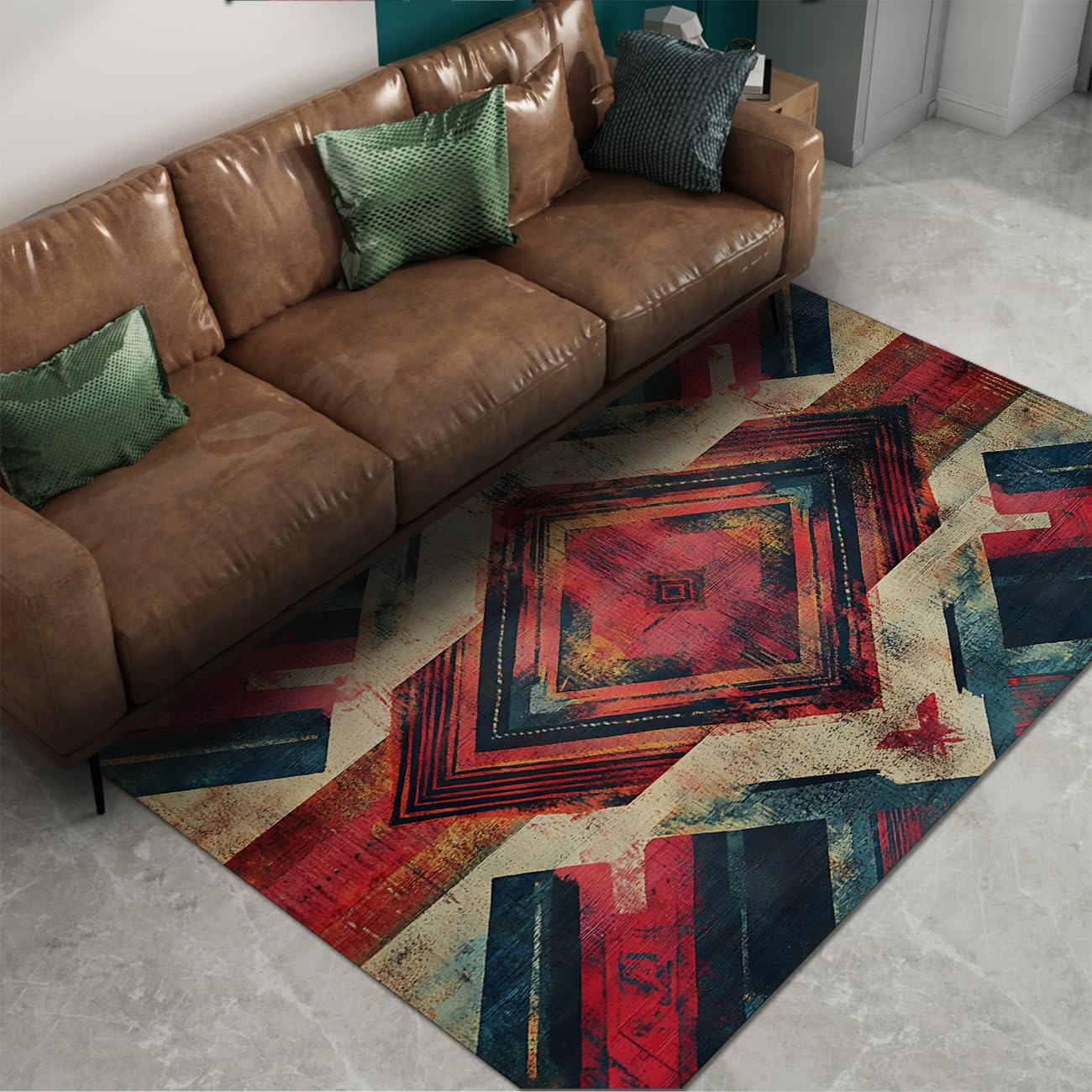 Tapis de salon moderne 180x250cm géométrique lavable en flanelle