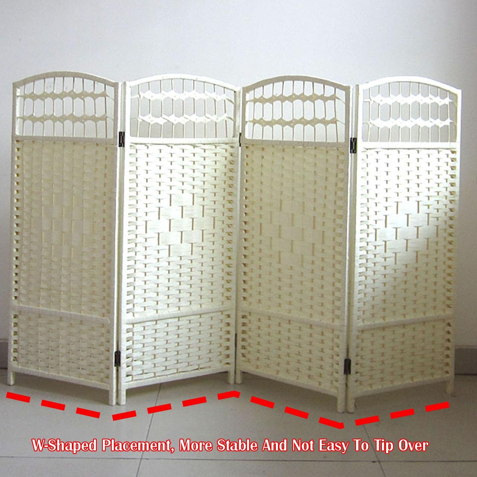 Paravent Court, Cloison Autoportante À 4/5/6 Panneaux, Cloison De Chambre À Coucher, Séparateur De Pièce en Rotin, Écran De Confidentialité Tissé Pliable Et Occultant(Brown,80X40CM-4PCS)