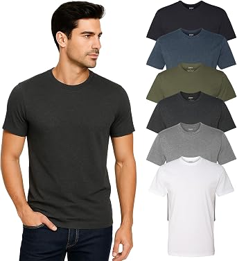Mens T-Shirts - Fitted Soft Cotton Blend Crew Neck Tee Athletic Fit Classic Plain Short Sleeve Shirts for Men