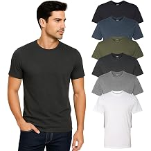 Mens T-Shirts - Fitted Soft Cotton Blend Crew Neck Tee Athletic Fit Classic Plain Short Sleeve Shirts for Men
