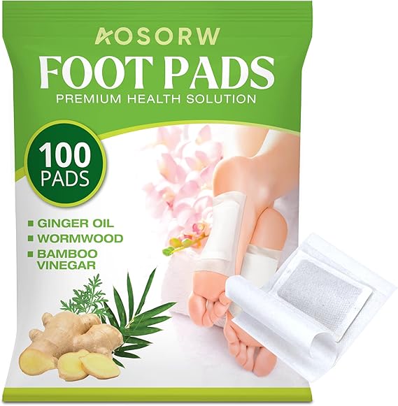 AOSORW 100 Pack Foot Pads, Ginger Oil Bamboo Charcoal Foot Pads, Foot Care Patch, Effective Feet Hea&hellip;