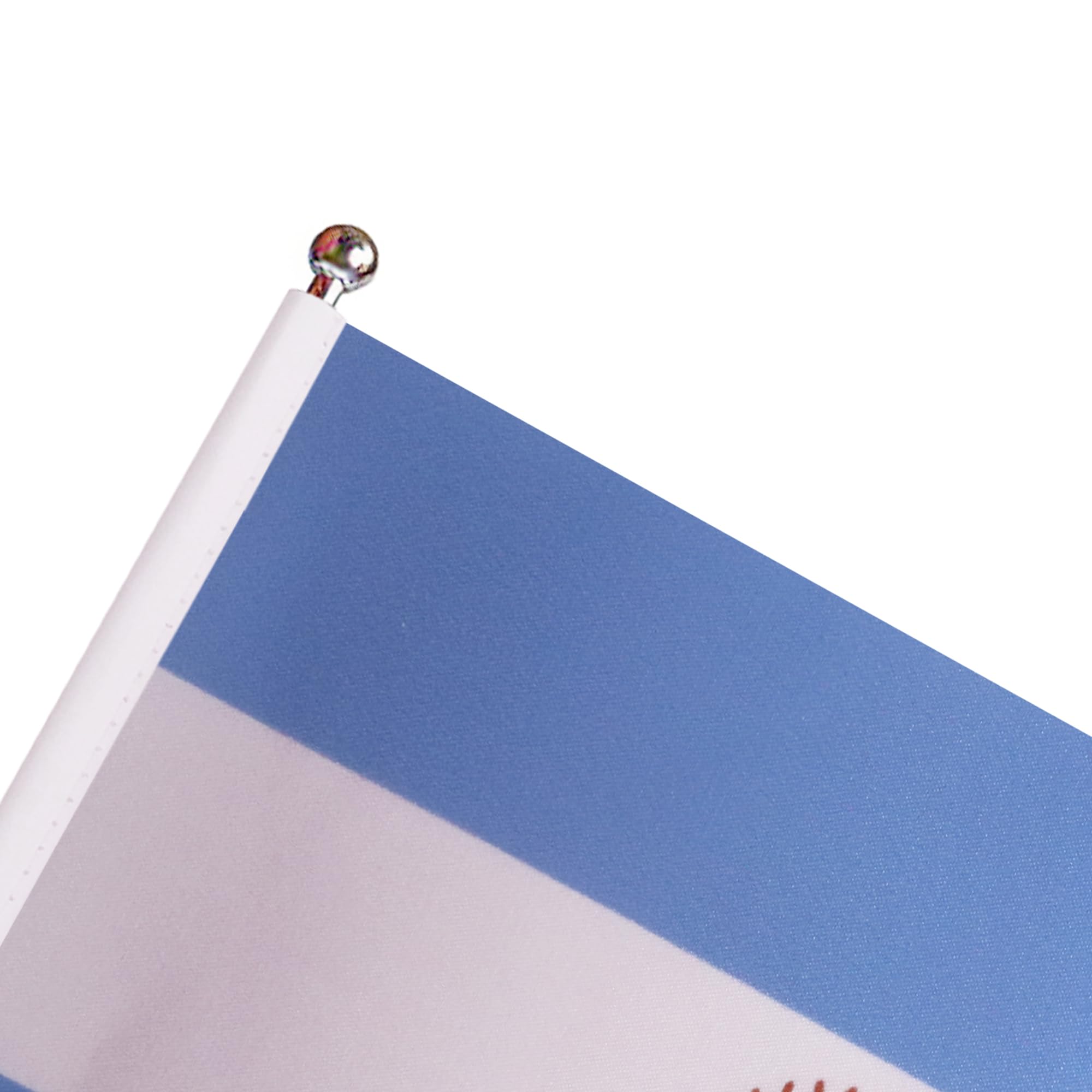 AZ FLAG Bandera de Mesa Argentina 22x15 cm Argentina Satén Base Metal | Uso interior Bandera de escritorio acabado cosido y bordes reforzados con mástil y base metálica