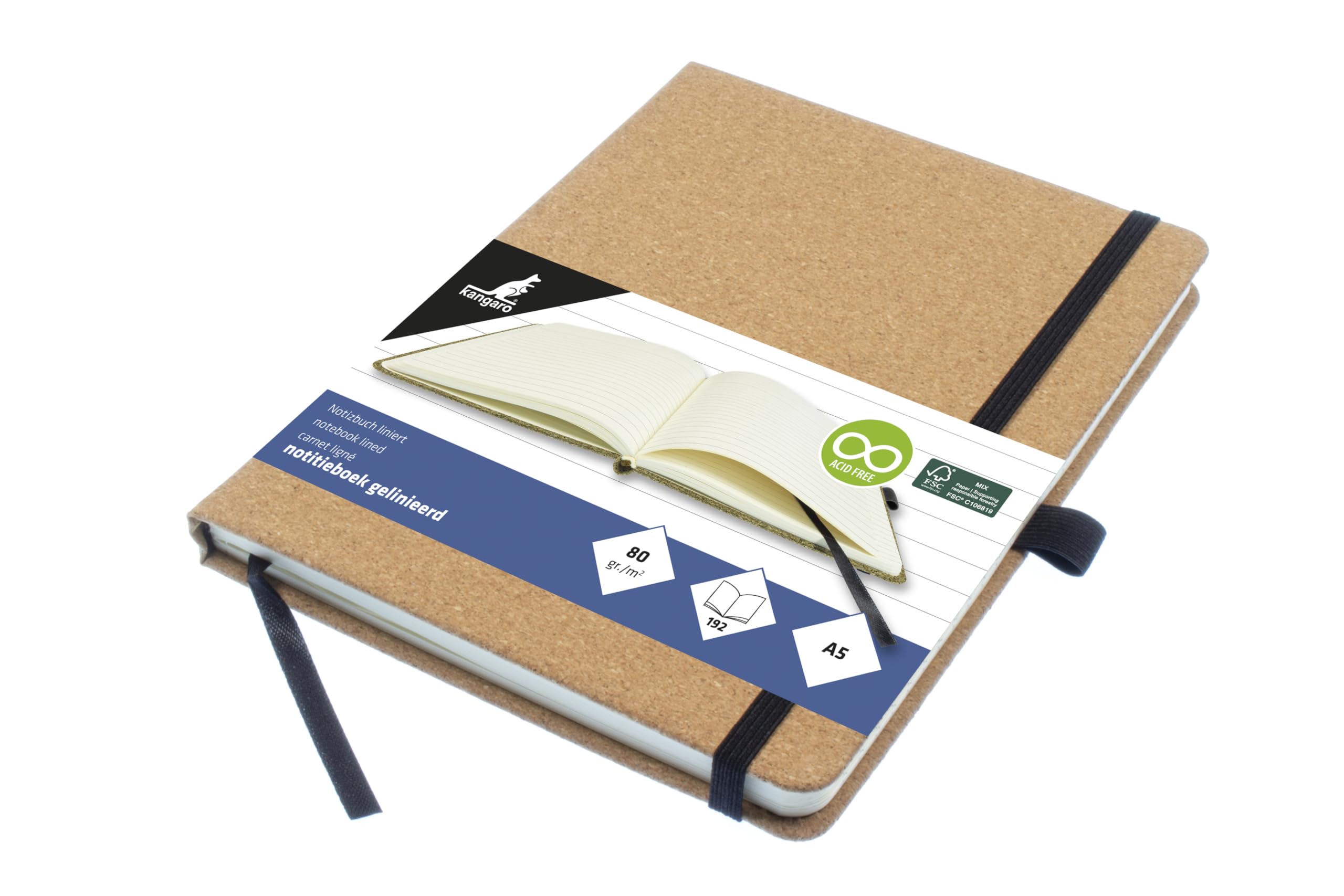 Kangaro Notebook A5 Cork Lined HC 96 Sheets 80 g
