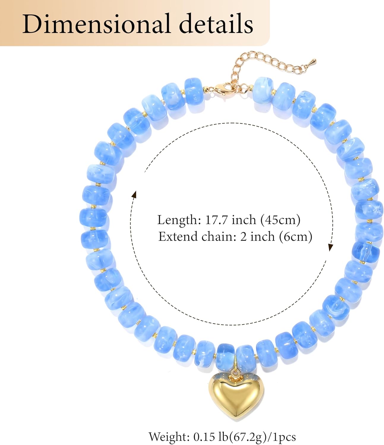 Chunky Heart Necklace for Women, Colorful Acrylic Beaded Statement Puff Heart Necklace, Cute Boho Y2K Choker Necklace for Gift Jewelry - Image 2