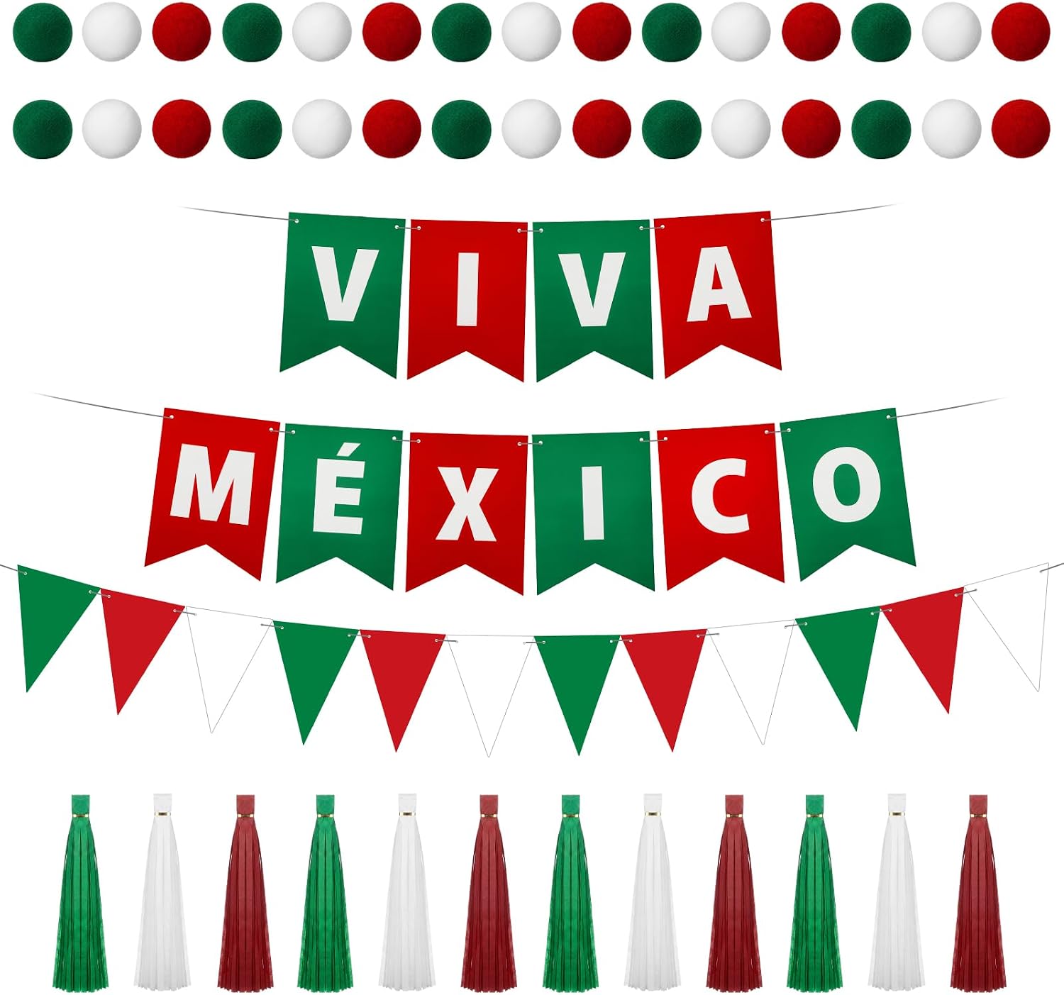 Hahafelt 5 Pcs Mexican Independence Day Decorations Viva Mexico Banner