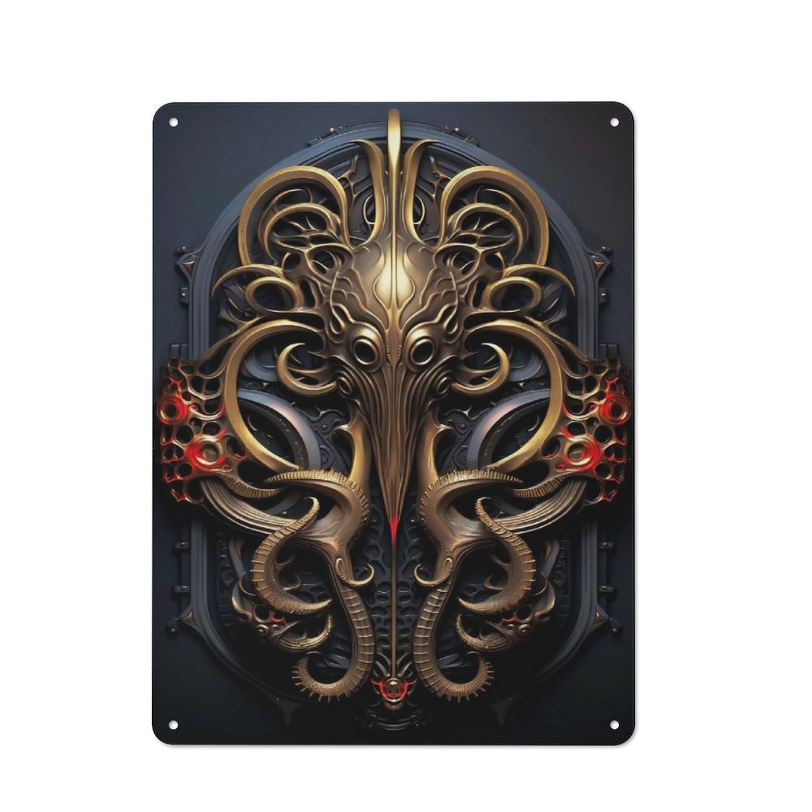 Junmoney Style-15 Golden Kraken Monster Art Vintage Tin Sign 40X30cm For Café Or Restaurant, For Café Owners And Decorators, For Retro Home Interiors