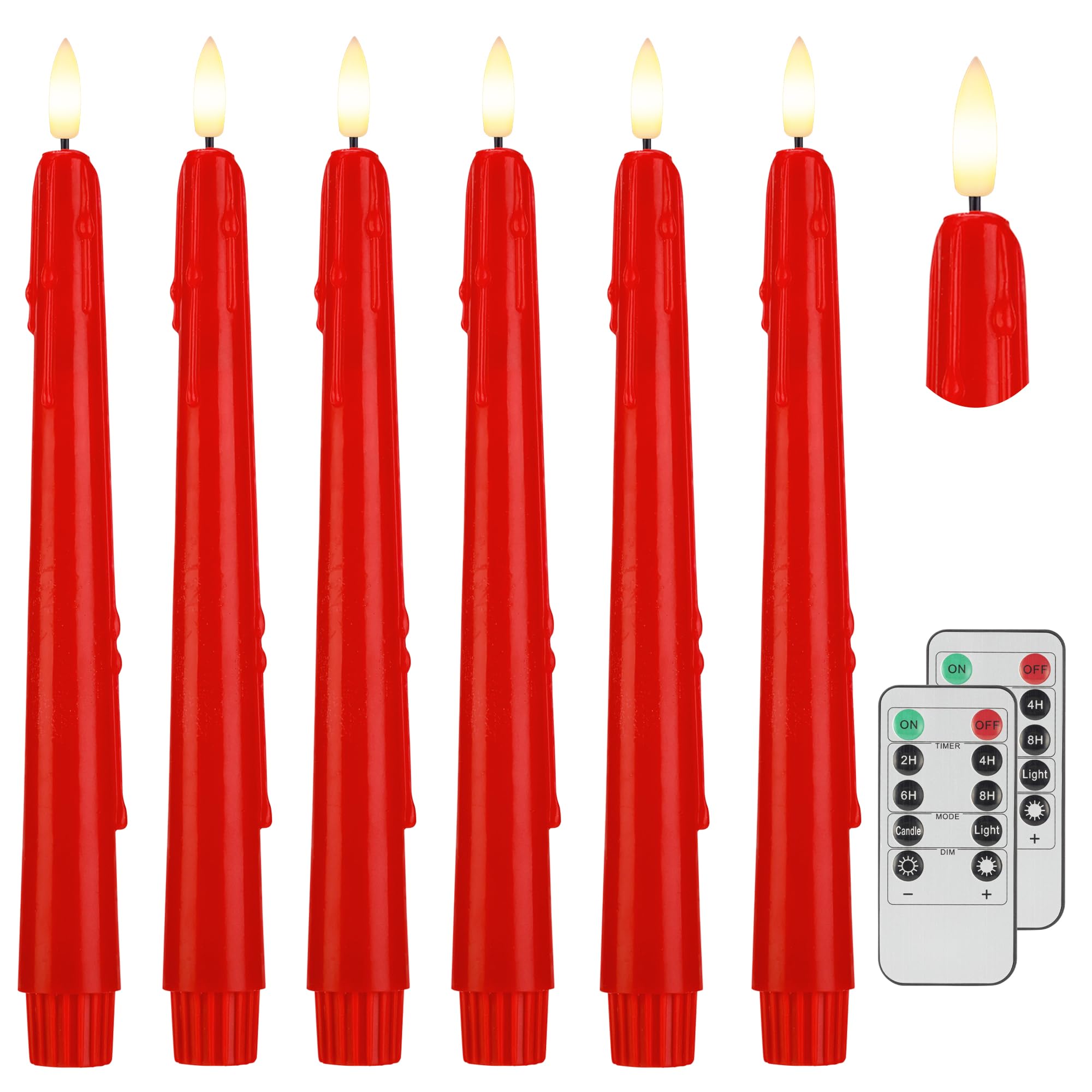 Velas cónicas sin llama sin goteo de cera real con llama 3D parpadeante 7