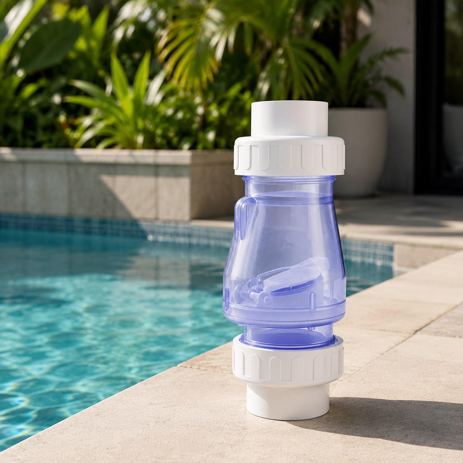 Válvula Antirretorno para Mangueras de Piscina, Conector Robusto Y de Alto Rendimiento, Accesorios Versátiles, Repuestos, PVC, Transparente, 2 Inch