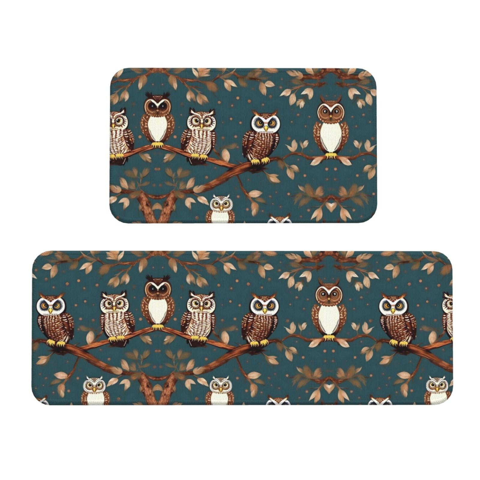 Tapis de cuisine absorbants antidérapants hiboux lot de 2 de sol