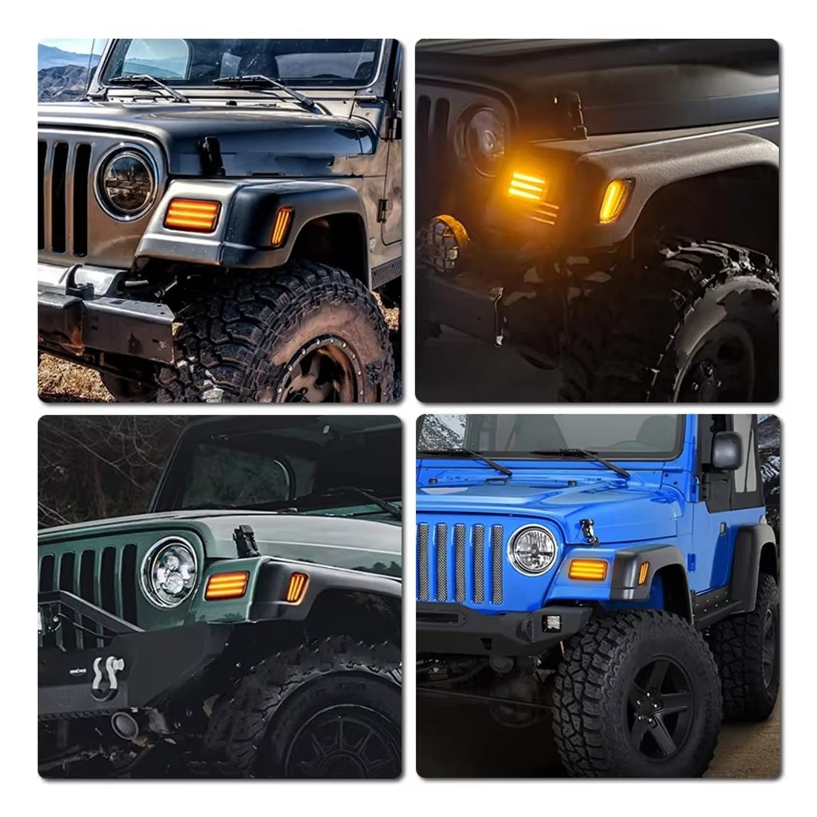 Intermitente Coche Para Jeep Para Wrangler Para TJ 1997-2006 Transparente Ámbar Lámpara Señal Giro Frontal LED Luz Marcador Guardabarros Lateral