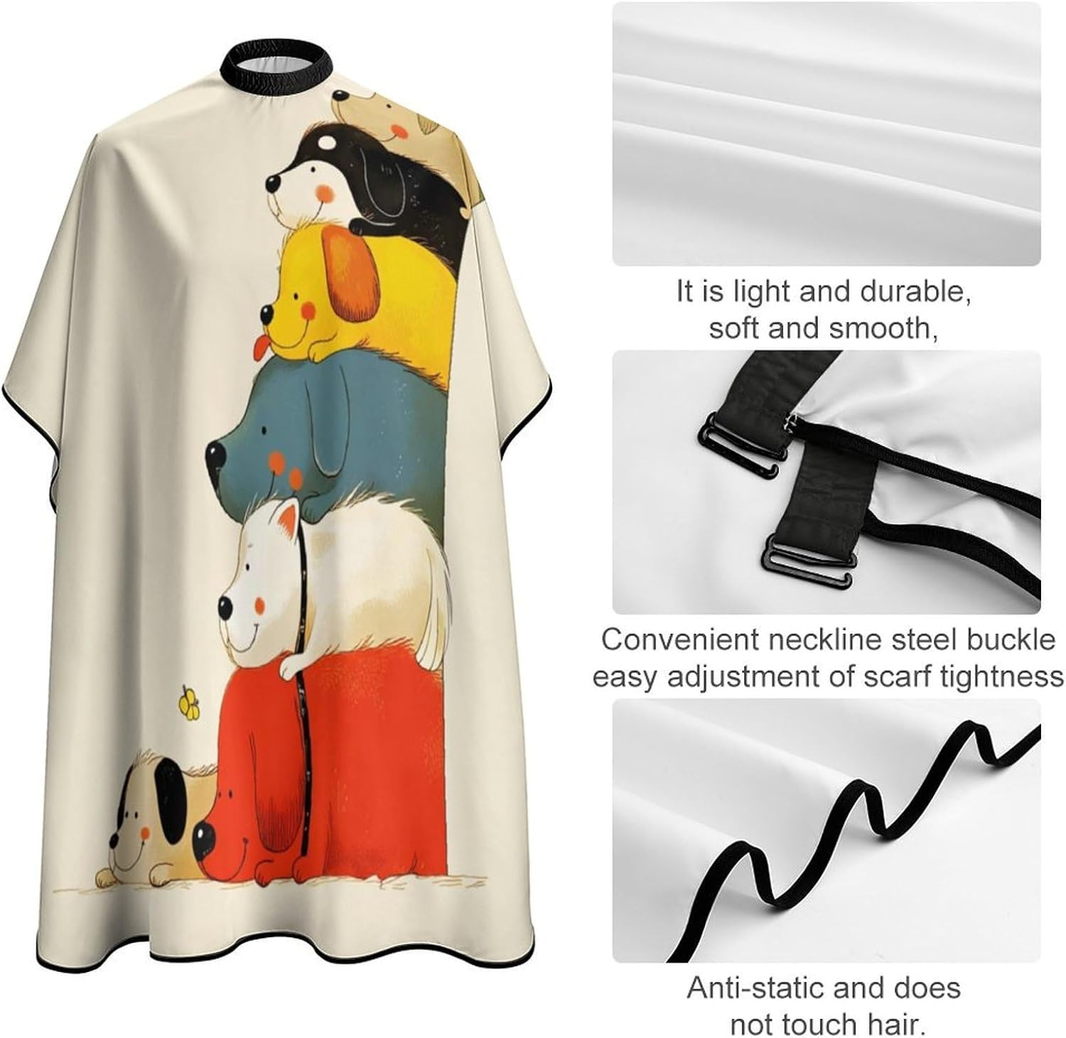 Adult Barber Apron for Men Women, Soft Durable Hairdressing Cape with Adjustable Snap Closure for Home Use