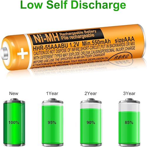 Miniatura 3 de Paquete de 4 pilas recargables HHR-55AAABU NI-MH para Panasonic 1.2V 550mAh AAA batería para teléfonos inalámbricos