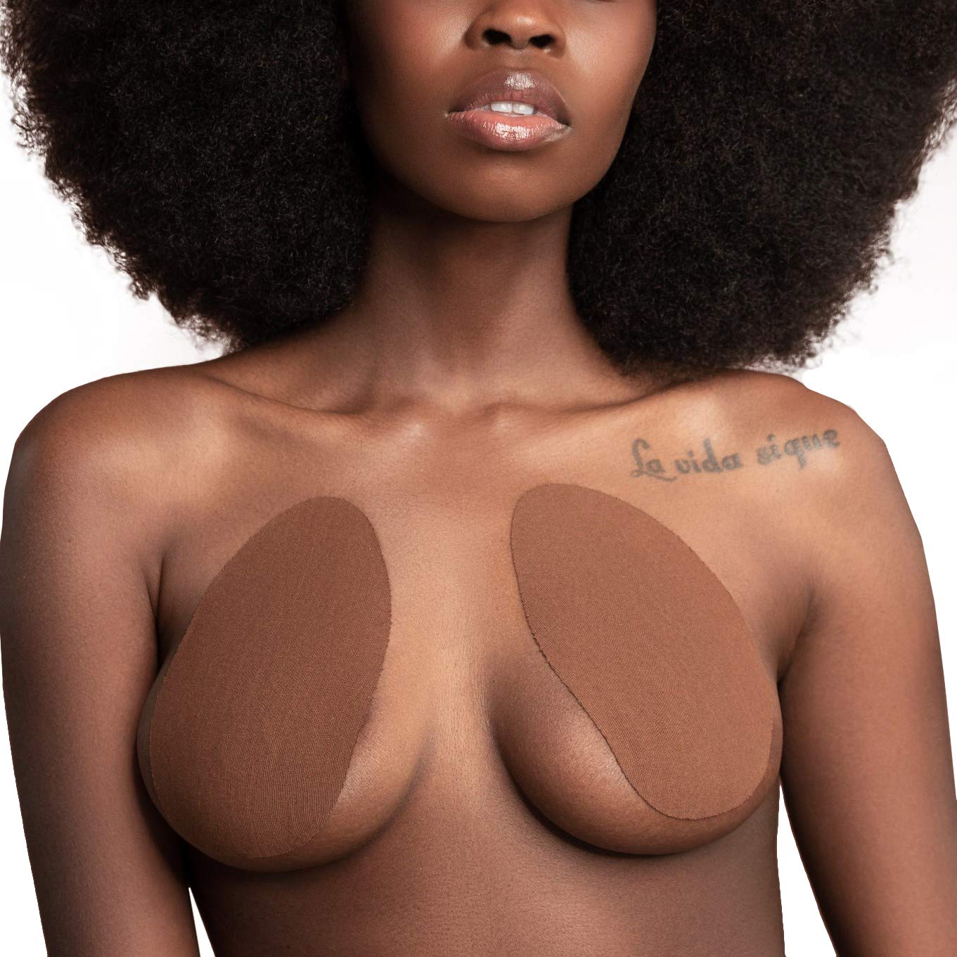 Bye Bra Women's Dark Nude Breast Lift Tape Pads,Adhesive Bra, Lifting Boob Tape With Satin Nipple Covers, Sizes: A-C, D-F, F-H, Multiple Colours Available (, F-H)