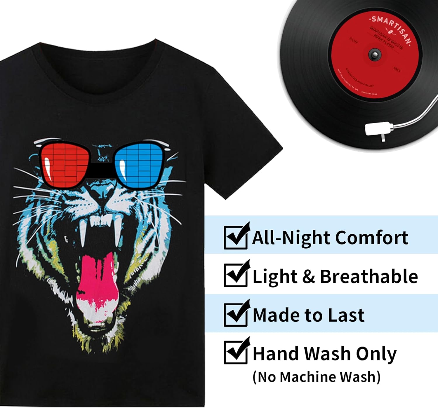 Sound Activated LED T-Shirt, Glow in The Dark Light Up Shirt for Men, Neon Shirt for Rave, Glow Party, Concert, Halloween - Image 4