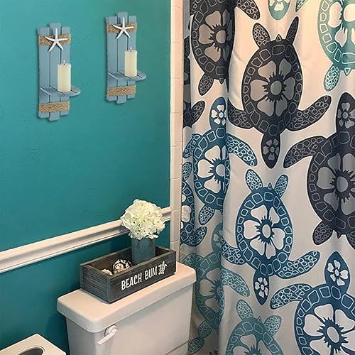 Miniatura 6 de SOMTO Juego de 2 candelabros de pared con diseño de estrella de mar de playa, decoración de pared con temática náutica, portavelas de pared,