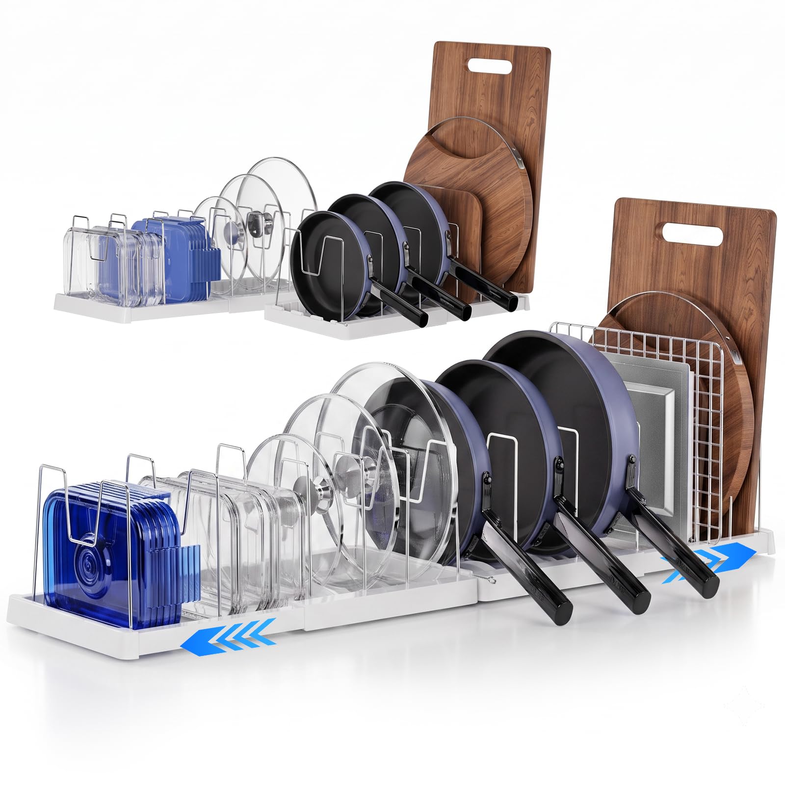 Seasky Expandable Pots Pans and Lid Organizer--1~2 Pcs