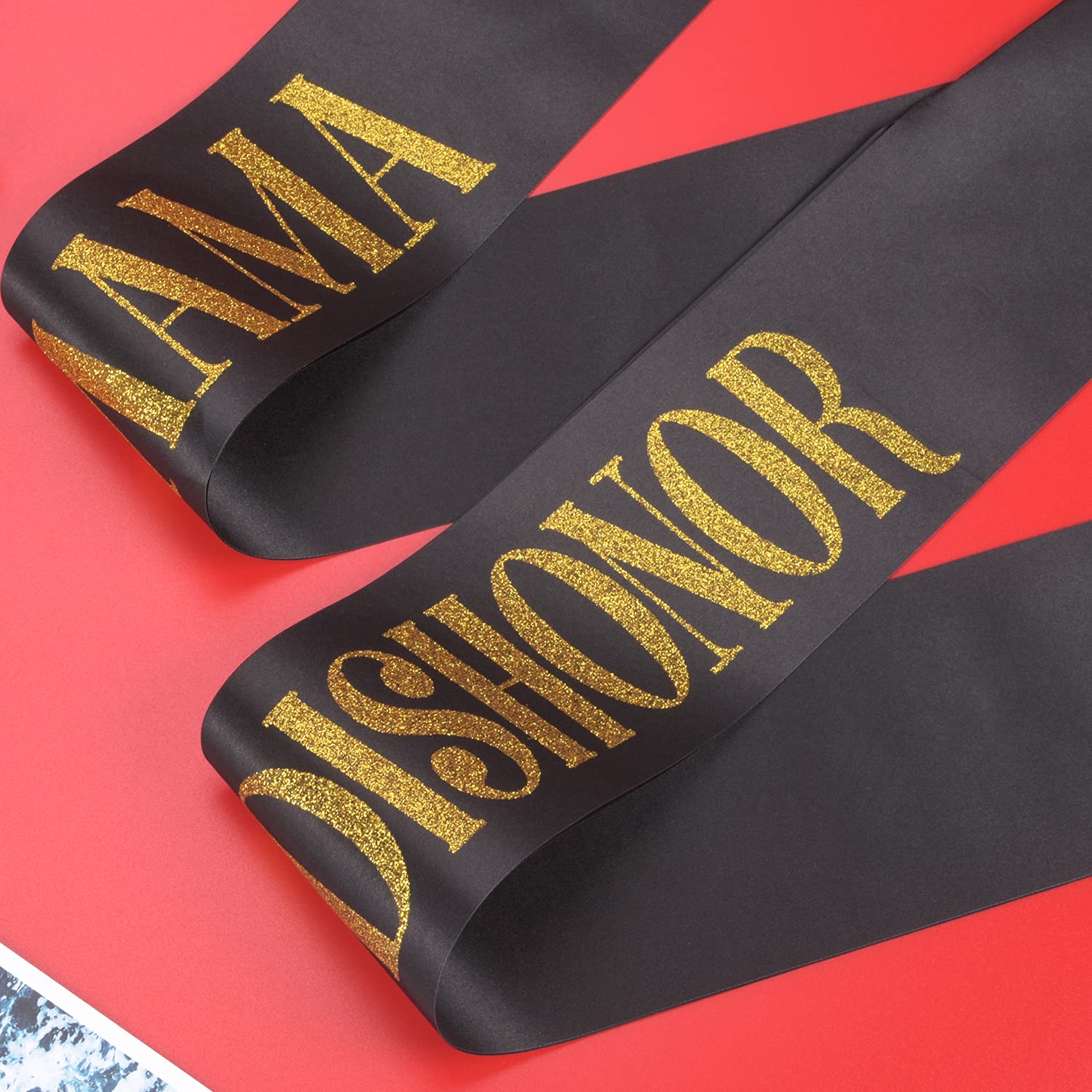 Twerk Queen Schärpe – Schwarz/gold, 80 Cm Lang, Aus Satin, Mit Anstecknadel