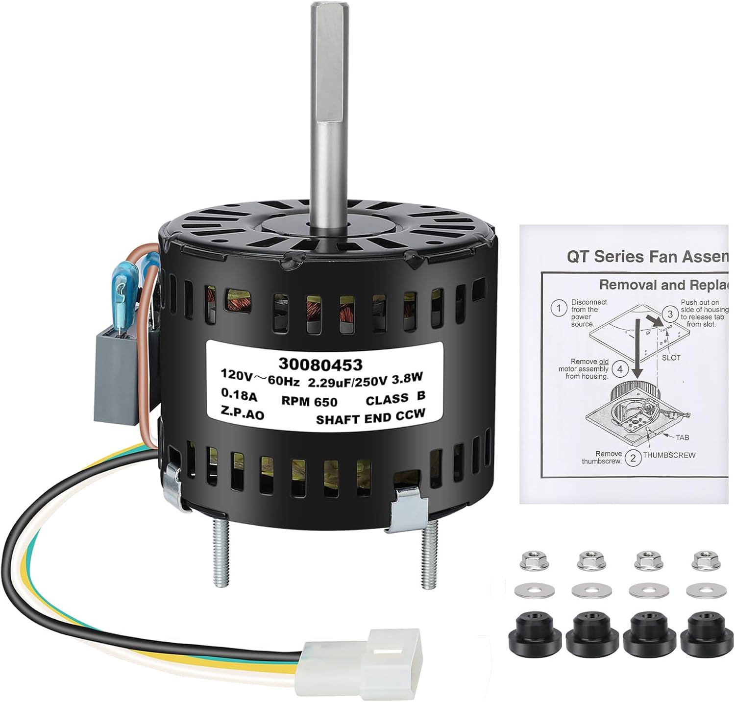 S-97016621 Bathroom Exhaust Fan Motor Replacement Parts - Fits QTR070, QTR070L, QTN80L, QTR080, QTR080L, QTR080F, QTRN080F, QTRN080 - Strong Airflow, Low Noise - Replaces OEM # S97016621, S99080568