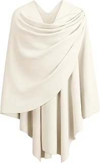 Womens Large Cross Front Poncho Sweater Wrap Topper Knitted Elegant Shawls Cape for Fall Winter