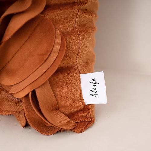 Miniatura 6 de Alerfa Funda de almohada decorativa de terciopelo floral hecha a mano con hojas en 3D para sofá, cama, sala de estar, decoración del hogar, 20 x 20