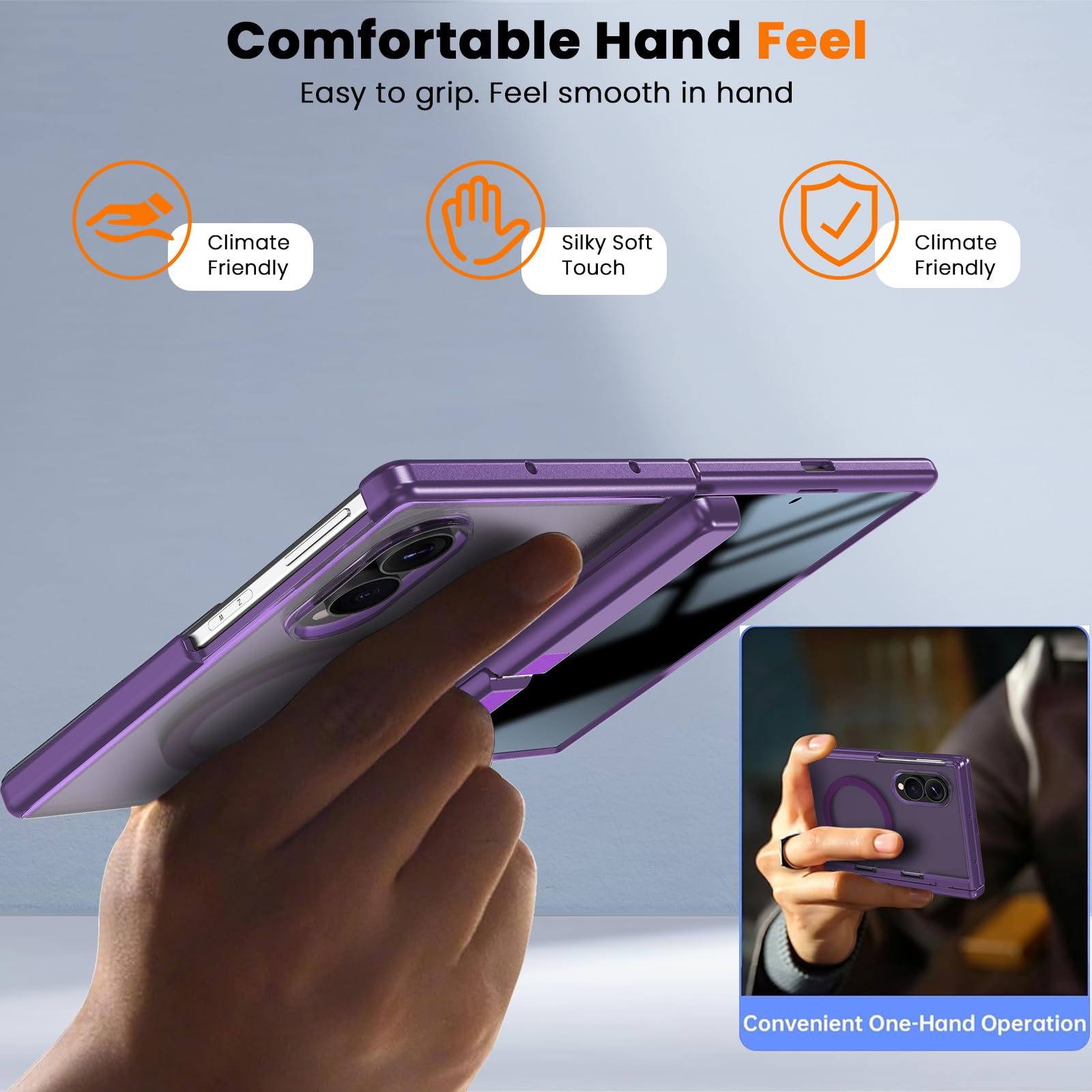 WRJ Custodia per Samsung Galaxy Z Fold 8 con pellicola protettiva per lo schermo privacy e cavalletto pieghevole, adatta per Magsafe, protezione per cerniere, protezione dalle cadute di grado militare