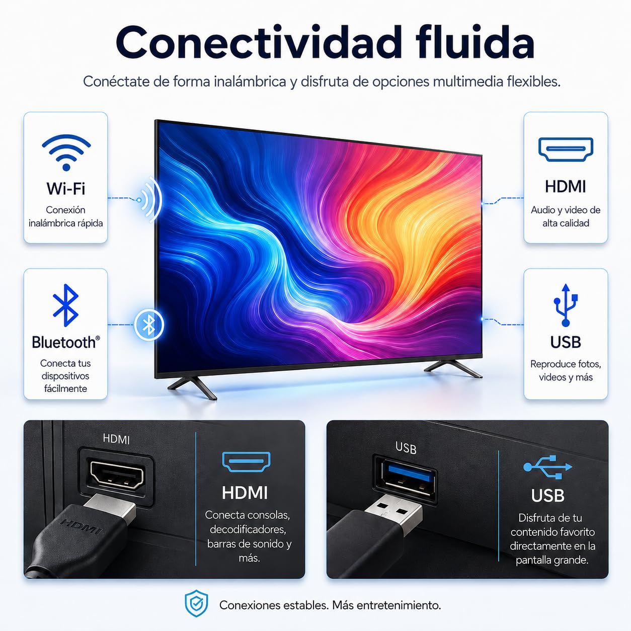 TuTu TU25Q1FQ-T8 Smart TV 25 Pulgadas (64 cm), QLED Full HD Televisor con Tizen OS, Wi-Fi, Bluetooth, App Store, Airplay, Sintonizador Digital, Prime Video, Netflix, Pluto TV y Más