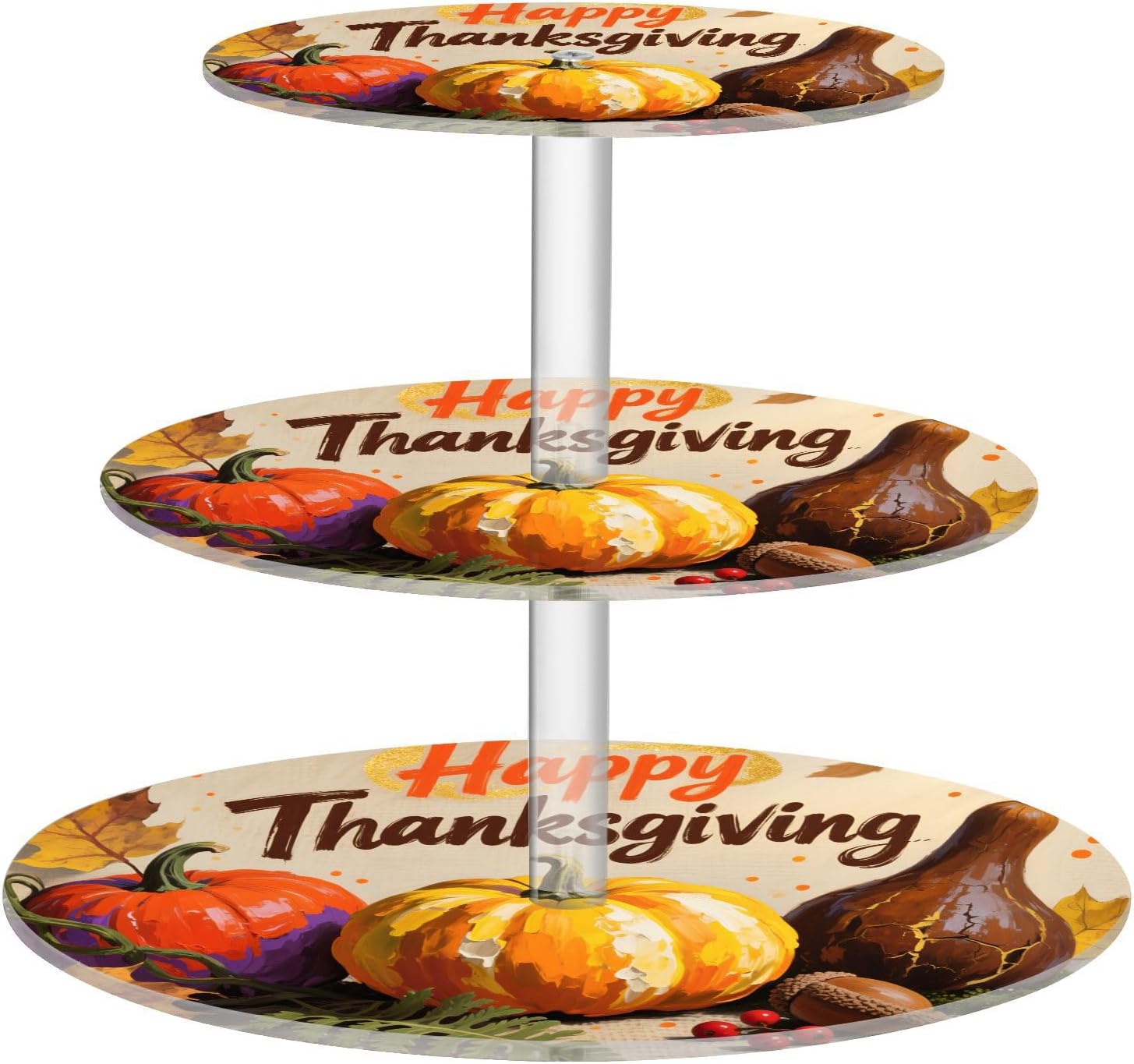 Pumpkin Maple Cherry Hazelnut Thanksgiving 3 Tier Acrylic Cupcake Stand, Cupcake Stand for 34 Cupcakes for Weddings, Christmas,Holidays,Parties,Birthday,Printed Cupcake Tower 23300472