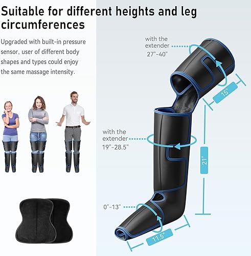 Vista 11 de QUINEAR Masajeador de piernas para circulación y alivio del dolor, masajeador de compresión de pies y piernas con calor 2 extensores 3Heat 3Mode 3