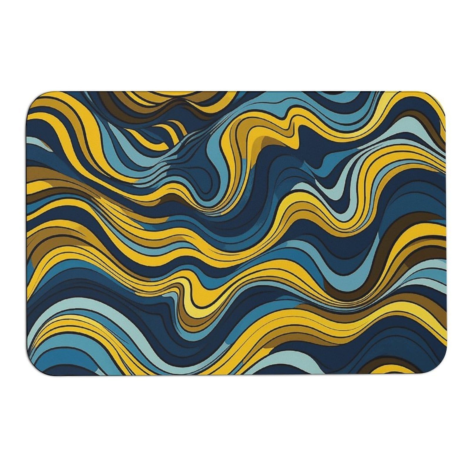 Wave Pattern Stone Bath Mats Wave Pattern Diatomaceous Earth Bath Mat Super Absorbent Bathroom Floor Mat Quick Drying Shower Mat for Shower Bathtub Bathroom Accessory