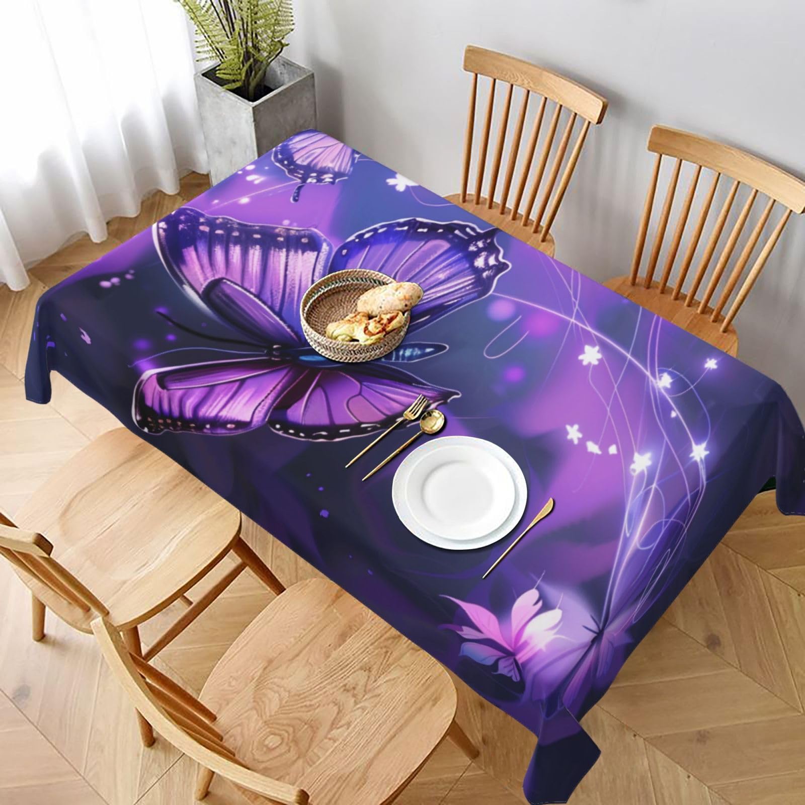 WPKJU Cute Butterfly Printed Tablecloth 60x90 in Water Resistant Table Cover Washable Rectangle Table Cloth for Dining Tables