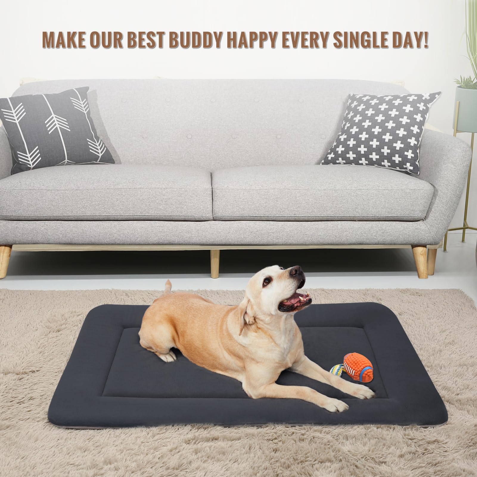 Magic Dog Miękka bardzo duża mata do legowiska dla psa Jumbo 112 cm można prać w pralce łóżko dla zwierząt z antypoślizgowym dnem, ciemnoszara XL