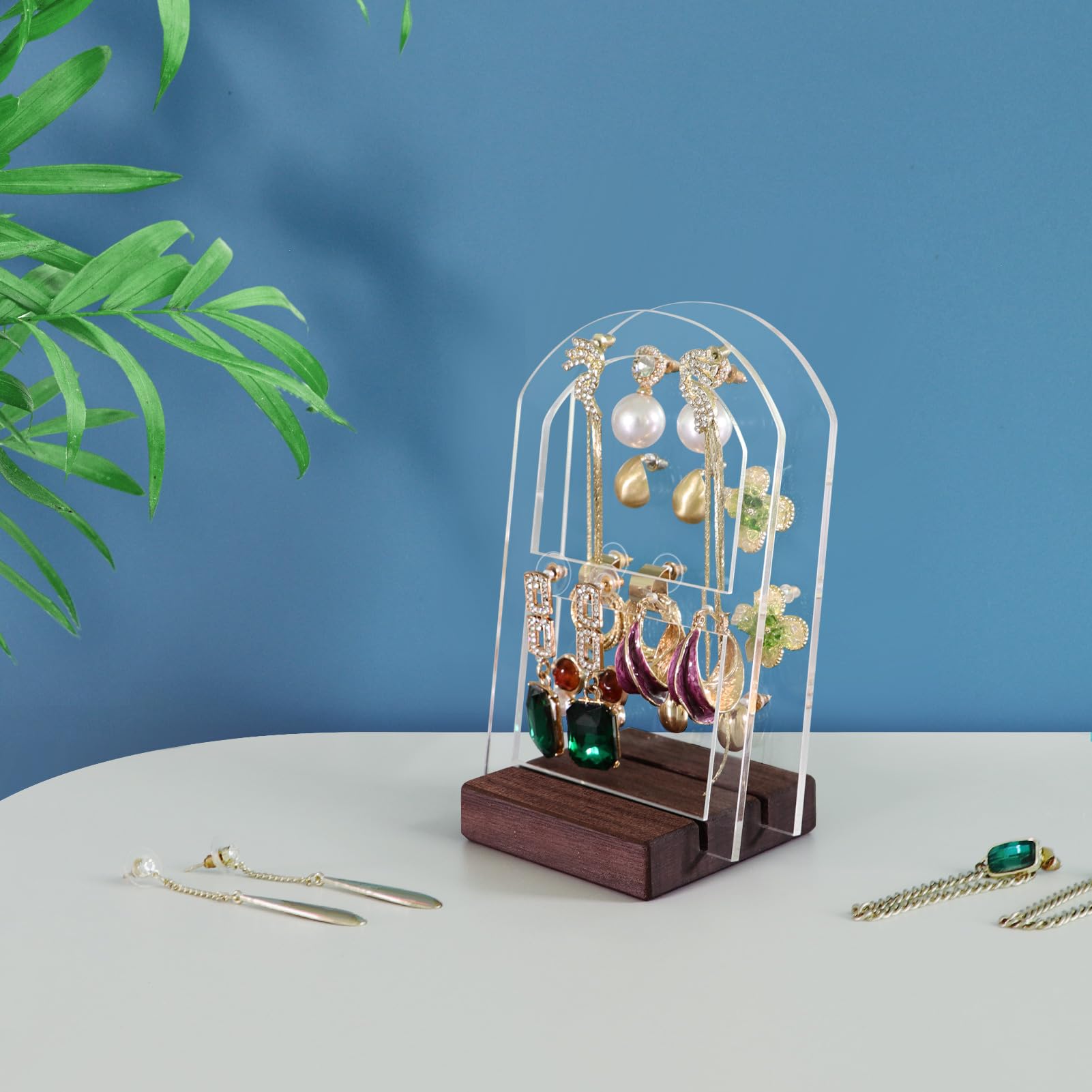 KOLYMAX Acrylic Earring Holder Stand, Stud Earrings Organizer, Large Capaceing Tabletop Earring Jewelry Easel Display, Earring Jewelry Holder Organizer for Home and Store