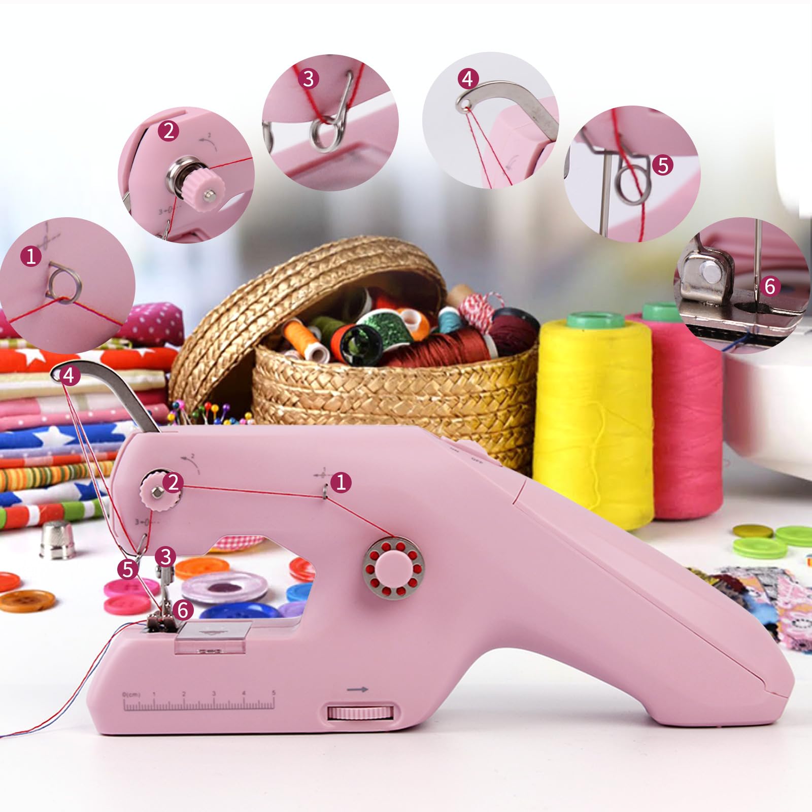 Macchina da Cucire a Mano Doppio Filo, Macchina da Cucire Elettrica Portatile Con Accessori e Risultato Finale per Abbigliamento, Tessuti, Tende, Casa e viaggi