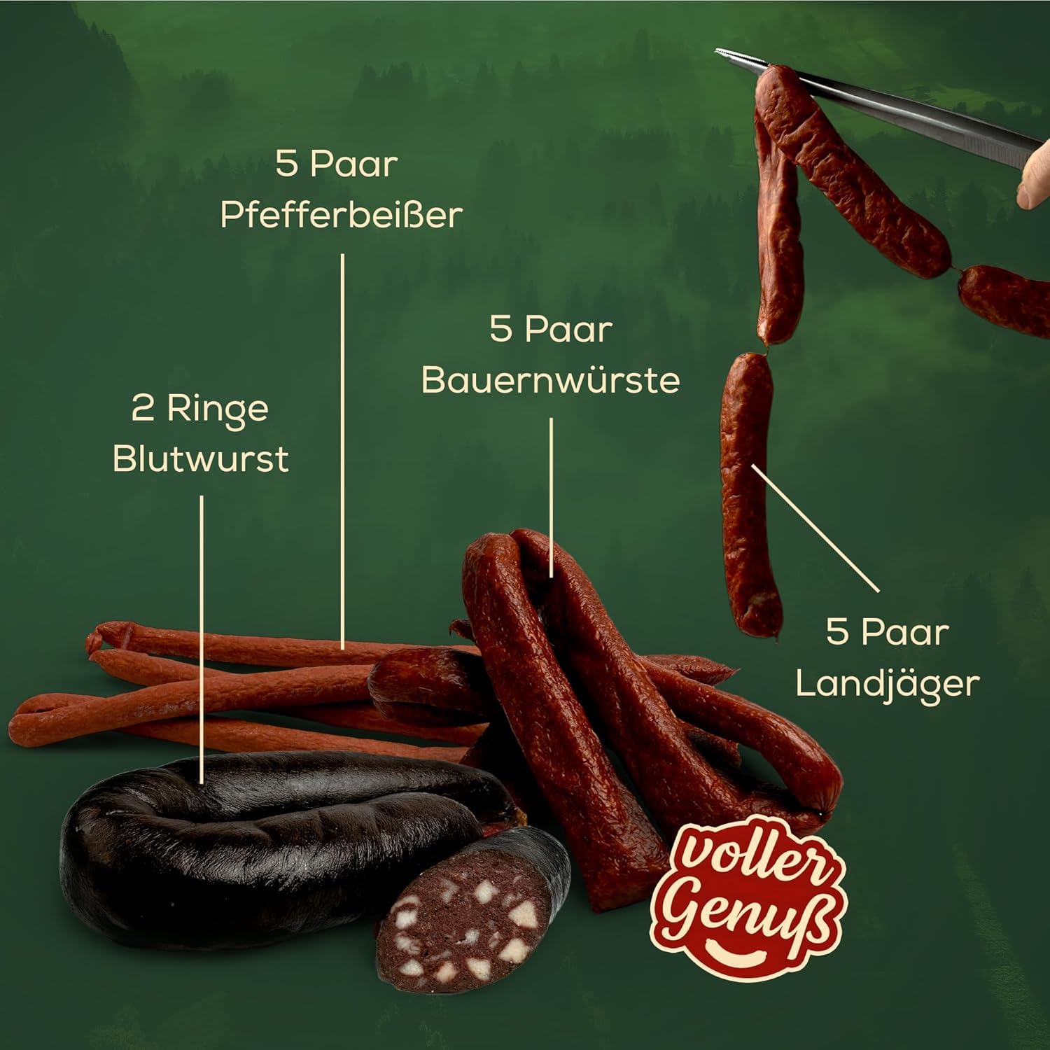 Schwarzwald Maxi Spar XXL Sortiment - 12-teiliges Set mit Dosenwurst, Bauernwurst, Schinken, Landjäger, scharfe Wurst - Paket für den Vorratsraum