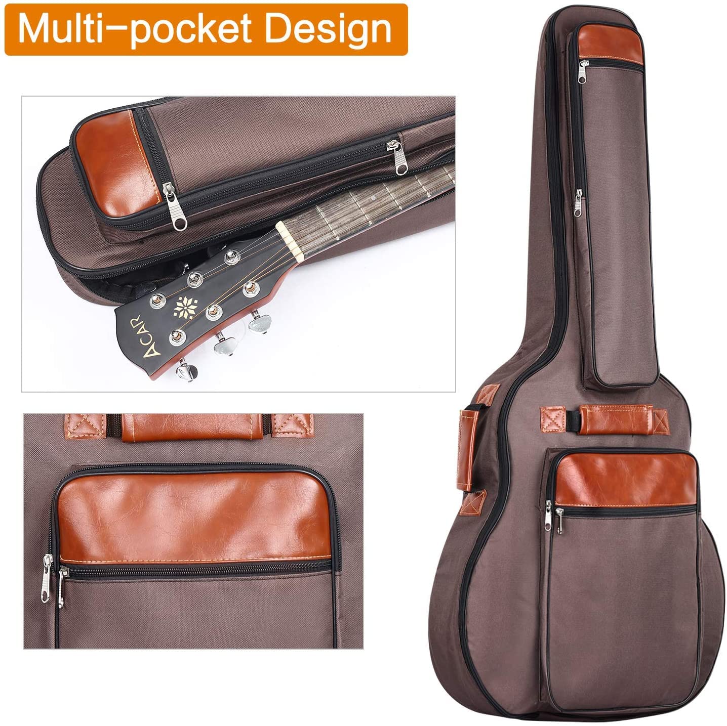 CAHAYA Borsa Chitarra Custodia di Oxford Impermeabile per 41 Pollici Chitarra Acustica Classica con Imbottitura 12mm Doppia Cinghie da Spalla Regolabile