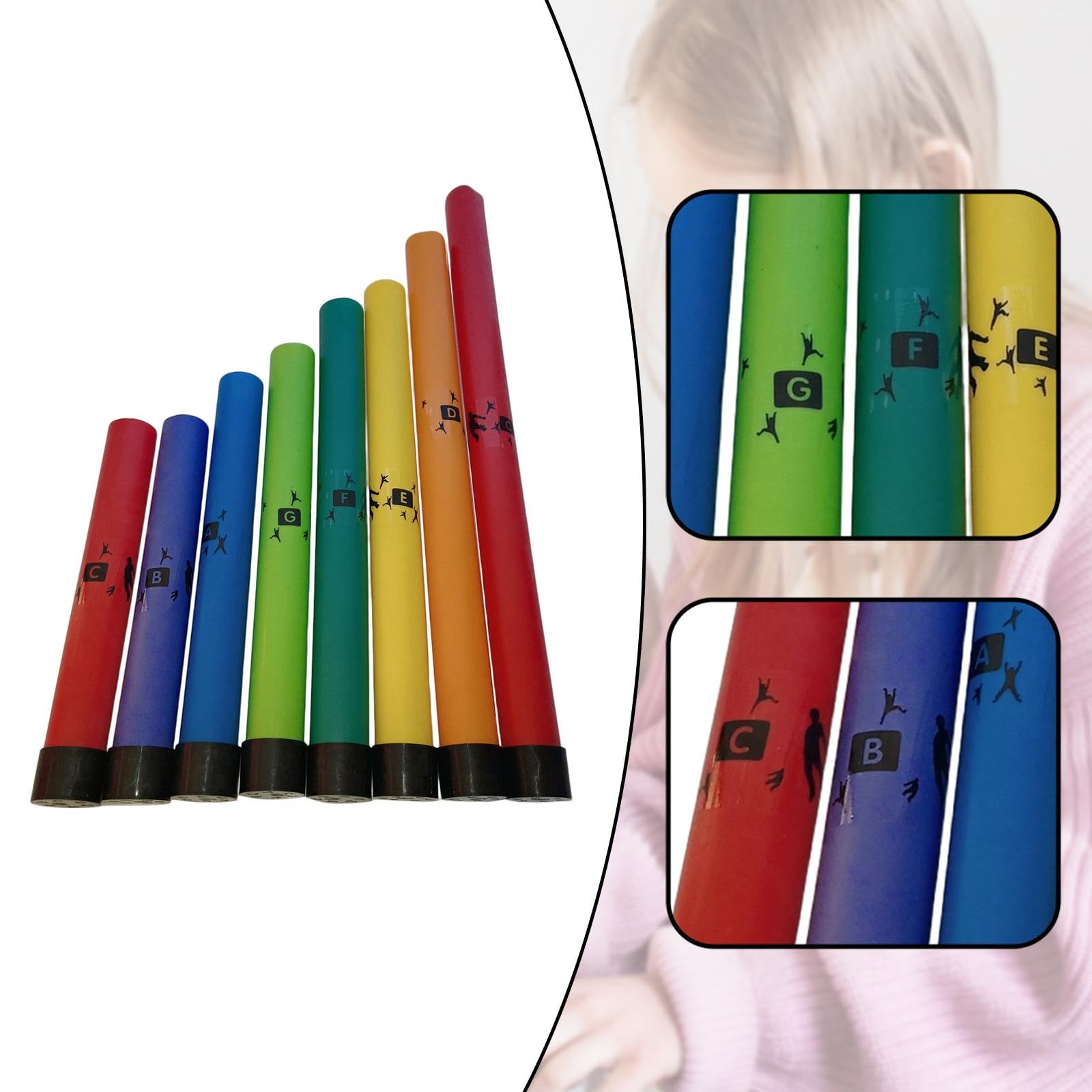 Harilla 8 tubos de percusión afinados de 8 x, juguetes musicales para niños, coloridos, notas, juego interactivo, tubos de música preescolares con tapa