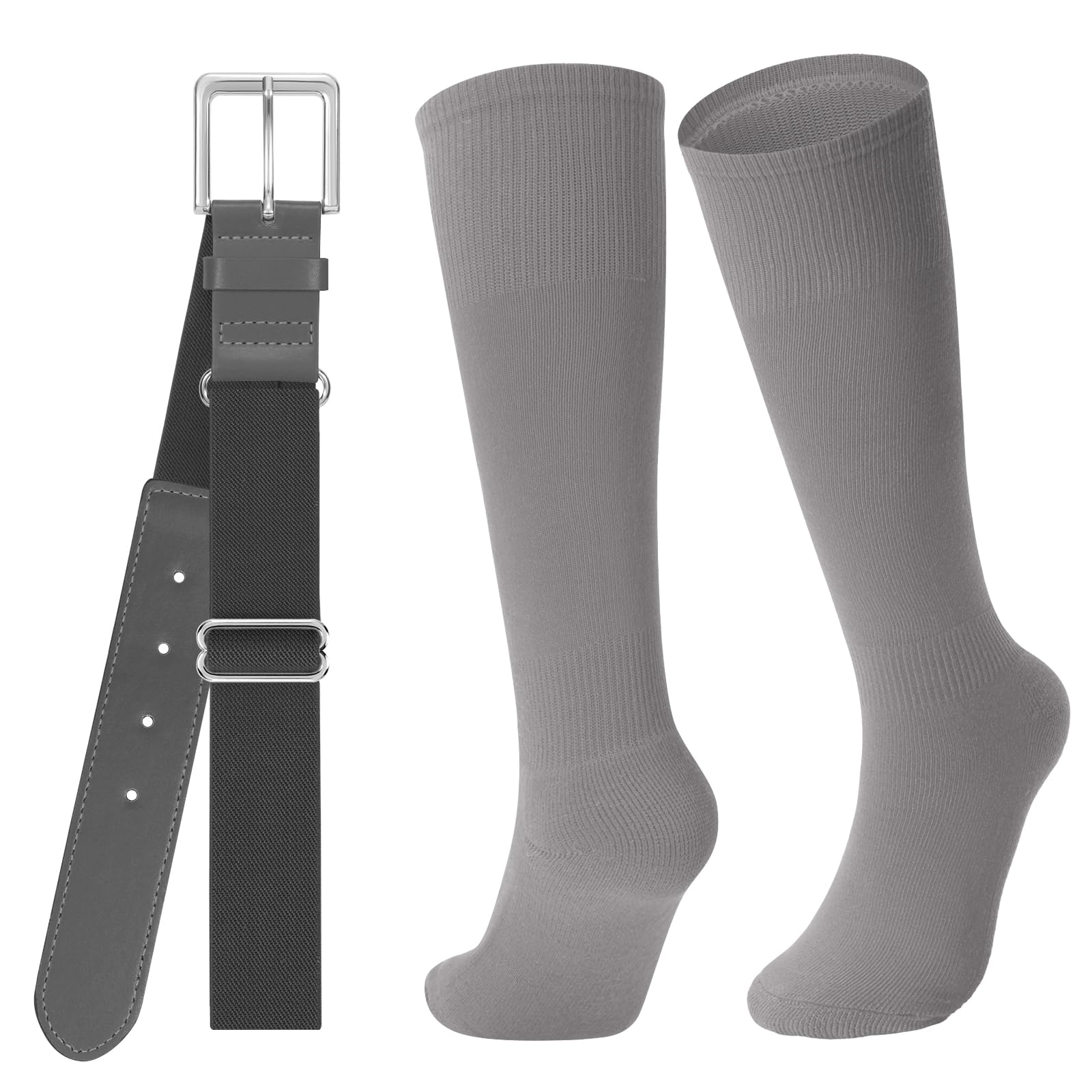 JASGOOD Baseball Socks and Belt for Youth Adult Softball Socks and Belt Combo Elastic Belt for Men