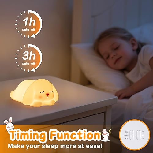 Miniatura 19 de Tremdwoto Luz nocturna de gato para niños, bonita luz nocturna colorida para bebé, lámpara de luces de noche blanda de 3 horas, temporizador de 3