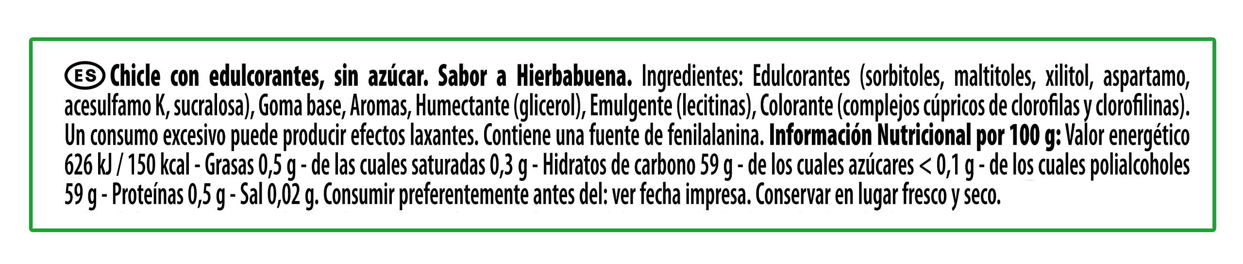 Trident Senses Spearmint- Chicles sin Azúcar con Sabor a Hierbabuena- Paquete de 12 envases de 23 g
