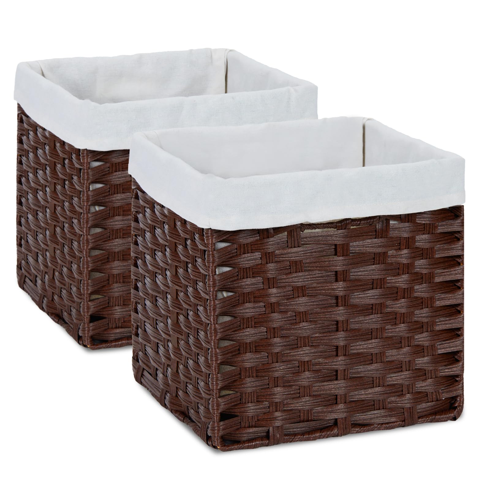 Amazon.co.jp: Bidtakay 籐製収納バスケット ライナー付き 11x11インチ