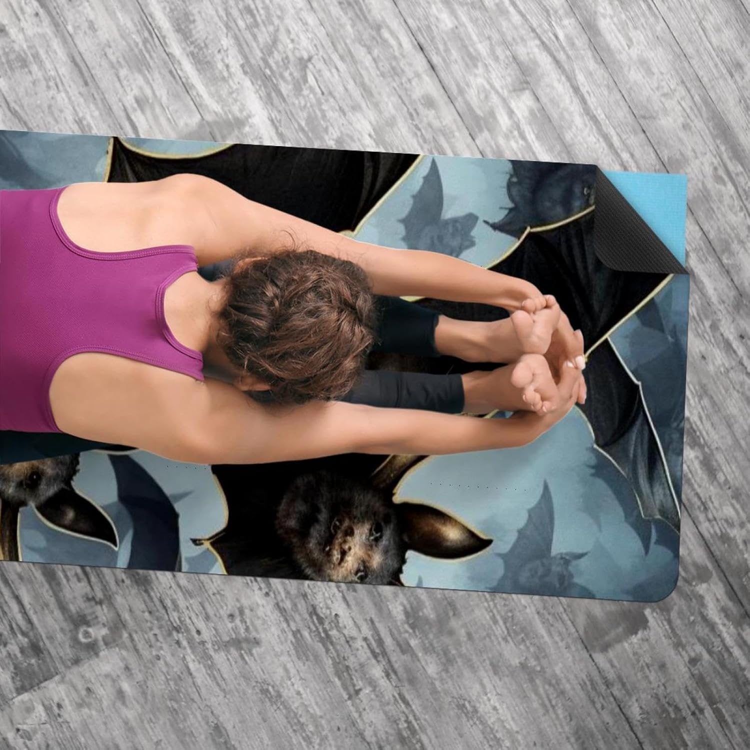 Yoga Towel, Bat Pattern Non Slip Sweat Absorbent Hot Yoga Mat Towel for Hot Yoga, Pilates and Fitness - 72.8" x 26.8"