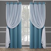 Vista 22 de TOWN & COUNTRY LUXE Talia - Cortinas interiores de doble capa, transparentes y opacas para oscurecer la habitación, ojales en la parte superior