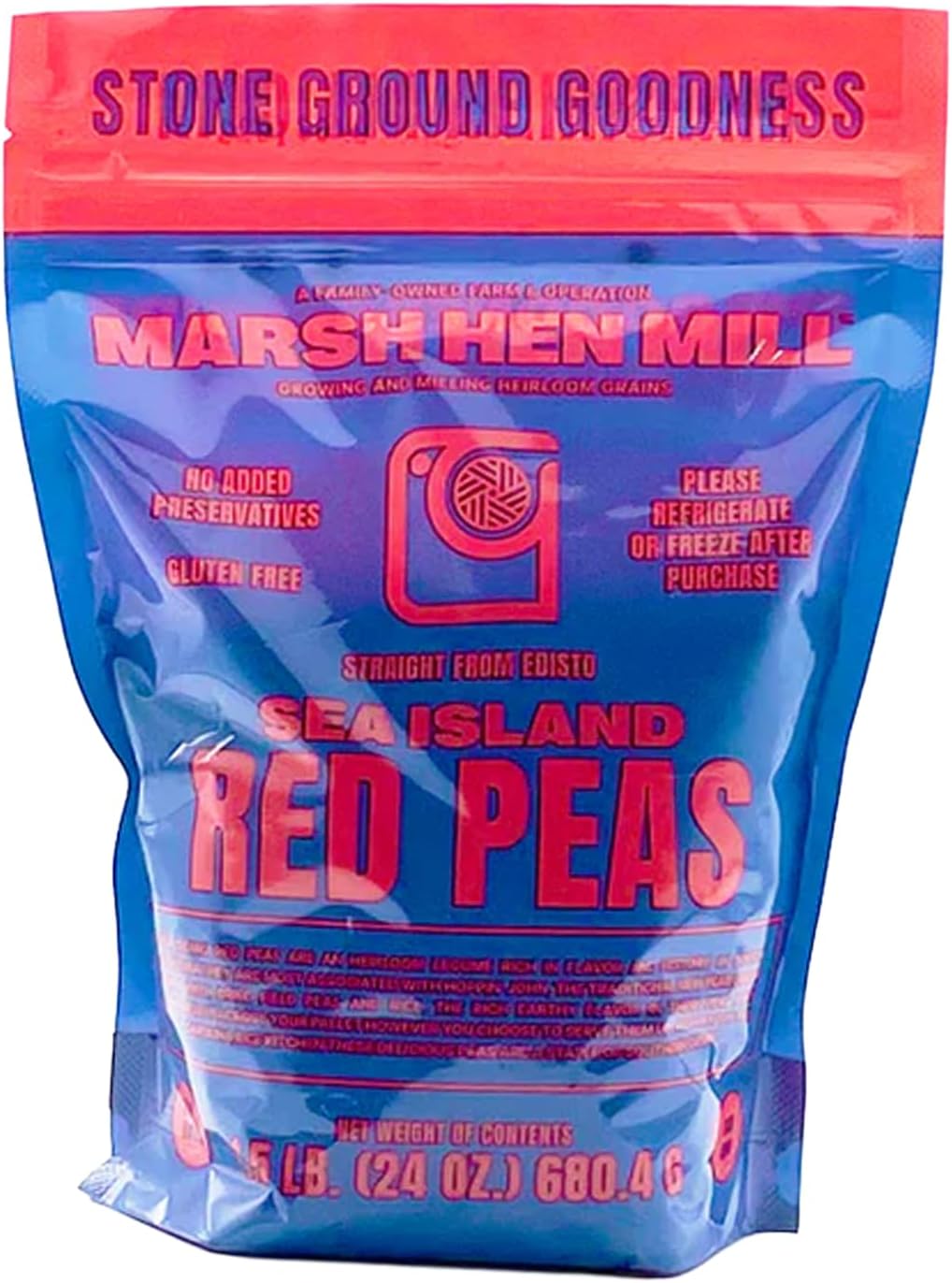 Marsh Hen Mill Sea Island Red Peas | Premium Heirloom Red Cowpeas | High Fiber & Protein | Non-GMO | All-Natural Southern Legumes | Perfect for Hoppin' John & More | 24 Oz Pack