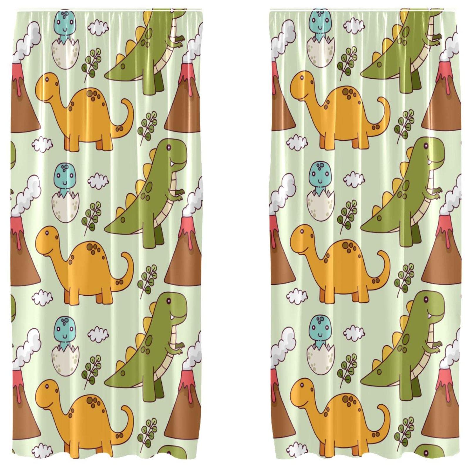 Cortinas de panel decorativas de 55 x 84 pulgadas, juego de 2 piezas con diseño de dinosaurios