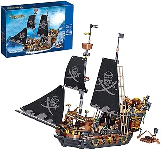 FABB Technic Pirate Ship Building Blocks Model, MOC Medieval Sailing Ship Kit, Pirate Gift Toy Compatible with Lego Technique (1328PCS)