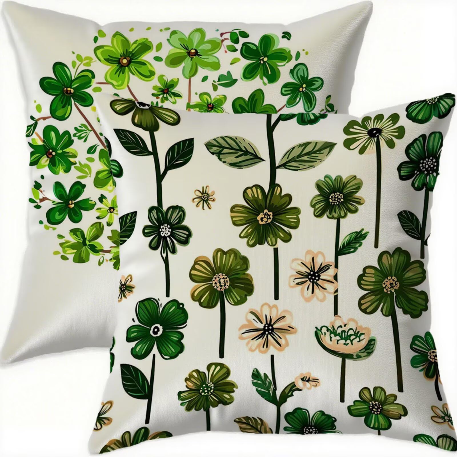 Housse de coussin 60x60 cm en velours vert imperméable lot de 2